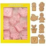 8 PCS Super Keksausstecher Ausstechformen Kinder Ma-rio Plätzchen Ausstecher Tiere 3D Cartoon Cookie Cutter Bros Kekse Formen Ausstecher Sandwich Brot Gemüse für Backen Fondant Schokoladen Tortendeko