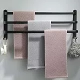 60CM Handtuchhalter Ohne Bohren, Handtuchhalter Schwarz, Handtuchhalter Bad, Handtuchhalter Wand Badezimmer Zubehör Set, Handtuchhalter Küche Handtuchstange Ohne Bohren