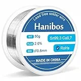 Lötzinn 0,8 mm, Hanibos Lötzinn mit Flussmittel Lötdraht mit Kolophoniumkern zum Elektrolöten und Heimwerken (ca.50g)