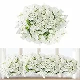 msymsyu Kunstblumen Petunie 7 Bündel Weiß 36cm - Kunstblumen Wie Echt Künstliche Blumen & Künstliche Balkonpflanzen Ideal für Balkon-Dekoration künstliche blumen für draußen