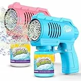 Panacare Seifenblasenpistolen, Seifenblasenmaschine Gun Kinder 4000+ Blasen/Minute mit 130ML Seifenblasenlösung, Bubble Machine Geschenk für Kinder/Geburtstag/Party, Bubble Gun (Blue+Pink)