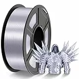 TECBEARS PLA Silk Filament 1.75mm Silber 1KG, Shiny Silk PLA 3D Drucker Filament, mit Seidenglattes Finish, Gute Farbwiedergabe, Maßgenauigkeit +/- 0.02, 1 Spulen, 1kg pro Spule Silk PLA Silber
