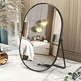 Gosider Ovaler Tischspiegel Einseitiger Schminkspiegel mit Metallrahmen Schwarz Schwenkbarer Schminkspiegel für Eitelkeit Wohnzimmer Schlafzimmer Tischplatte 30 x 22 cm
