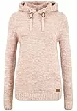OXMO Philla Damen Strickpullover Kapuzenpullover Grobstrick Pullover mit Kapuze 100% Baumwolle Regular fit, Farbe: Powder ROS (795178)., Größe: XL