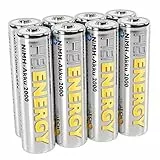 HEITECH AA Akku Mignon 2000 mAh 1.2V NiMH TÜV geprüft 8 Stück - Wiederaufladbare Batterien mit geringer Selbstentladung - Akkus für Geräte mit hohem Stromverbrauch