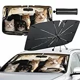 Sonnenschutz Auto frontscheibe innen,140×80cm Sonnenblende mit biegsamer Griff 360° Drehbar Faltbarer, UV-Schutz,Wärmeisolierung,Auto Windschutzscheibe Sonnenschirm, für die meisten Autos, SUVs, LKWs