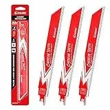 EZARC Säbelsägeblätter Sägeblatt aus Hartmetall Karbid zum schnellen und präzisen Schneiden für dickes Metall, Gusseisen, legierter Stahl 225mm, 8 TPI, 3tlg, R978HM