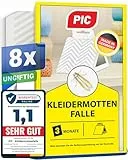 PIC Mottenfalle Kleidermotten - 8X Kleider Mottenfalle, Kleidermotten bekämpfen, Mottenschutz für kleiderschrank, Kleidermottenfalle mittel gegen motten in der Wohnung - Alternative zu Mottenpapier