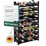 Novaliv Flaschenregal für 48 Flaschen aus Kunststoff, erweiterbar, Weinregal stapelbar, Schwarz, Getränkeregal Flaschen Regalsystem, Regal für Getränke, Flaschenschrank, Spirituosen Regal