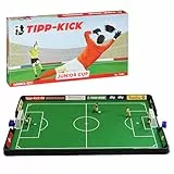 TIPP-KICK Junior Cup mit Bande 82x56 cm – Spielfertiges Set mit 2X Spieler, 2X Torwart, 2X Plastiktor, 2X Ball I Spielfeld aus Filz
