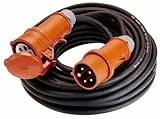 as - Schwabe Starkstrom Verlängerungskabel 25 m H07RN-F 5G4 - CEE Phasenwendestecker - 400V/32A/ca. 22kW - 5-polige, robuste CEE Verlängerung für Außenbereich - IP44 - Made in Germany, 60518