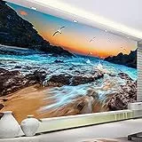 SIBUHUAU 3D-Tapete, Strand, Meer, Landschaft, großes Wandbild für Wohnzimmer, Esszimmer, Küche, wasserdichte Tapete