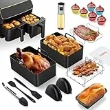 Vernatti 18PCS Ninja Heißluftfritteuse Zubehör Kompatibel mit Ninja AF400EU, Silikonformen, für Ninja Foodi Max Dual Zone + Innsky/Princess/Emerio 7,6L-9,5L Airfryer Zubehör| Backform, Aufsätze, Rost