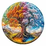 Individz Holzpuzzle für Erwachsene Kinder, Einzigartige Tierförmige Jahreszeitlicher Lebensbaum Wooden Puzzle, Kreatives Geburtstagsgeschenk für Erwachsene(L-34 * 34cm-300 Stück)