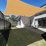 Ankuka Sonnensegel Wasserdicht 3x4m Sand Sand Sonnensegel Rechteckig mit Seile 98% UV Schutz Geeignet für Garten Terrasse und Camping