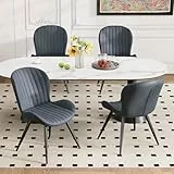 Hawthyhome Esszimmerstühle 4er Set, Küchenstuhl, Stuhl Esszimmer Wohnzimmer, ergonomischer Sessel, Armlehnstuhl, Polsterstuhl, Wasserdichtes Material,Metallbeine, Dunkelgrau