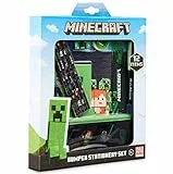 Minecraft Schreibwaren Set, Schulsachen Federmappe, Farbigem Bleistifte Set, Radiergummi, Lineal, Notizbuch, Notizblock, & Mehr, Spaß Geschenke für Kinder