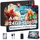 ZIOVO 2026 Neuest Tablet 11 Zoll Android mit 24GB RAM+256GB ROM/TF 2TB, Octa-Core 2.0GHz, GMS, 8000mAh, Widevine L1, 5MP+13MP, 5G WLAN, BT 5.0, Face ID, GPS, Tablet mit Case - Schwarz