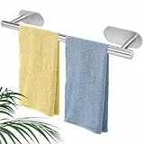 SLTAXAR Handtuchhalter Stange Edelstahl Klebende Handtuchstange Bad 42CM Badehandtuchhalter Ohne Bohren Silber Handtuch Stange Selbstklebend Badehandtuchhalter für Badezimmer Schlafzimmer Küche