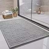 SIXHOME Rutschfester, saugfähiger, weicher, maschinenwaschbarer Badezimmerteppich, hellgrau, 50x80 cm