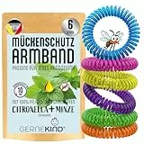 GERNEKIND® Mückenschutz Armband | 100% ätherische Öle Citronella+Minze | DEET frei! | 6 Stück | extrem effektiver Mückenschutz für Kinder & Erwachsene | für Camping, Urlaub & Festival