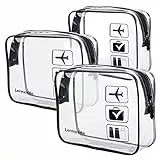 Lermende Durchsichtige Kosmetiktasche Make-up Tasche Kosmetikbeutel Kulturbeutel Kulturtasche Transparent PVC Wasserdicht Reise Kulturtasche mit Reißverschluss für Reise Toilettenartikel (3 Stück)