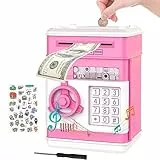 MOMMED Spardose Kinder, Geldautomat, Elektronische mit Passwortschutz, Automatische Papiergeld-Scroll-Sparschwein, ATM Saving Bank, Tolles Geschenk für, Rosa, Einheitsgröße, (ATB-ATM-006)