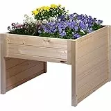 dobar® Große Mähroboter-Garage aus Holz mit Pflanzkasten inkl. Folie - Rasenmäher Garage - 79 x 73 x 56 cm - Natur