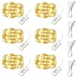 HXWEIYE 6 Stück/8 Modi LED Lichterkette mit Aufladbarer Batterie, 2M 20LED Lichterkette Batterie mit Timer, Mini Lichterketten Innen klein für Schlafzimmer Weihnachten Hochzeit Deko (Warm Weiß)