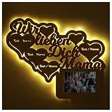 Namofactur Mama Foto Geschenke Geschenkidee zum Muttertag Geburtstag personalisiert mit Namen Gravur Bilderrahmen 10 x 15 cm Beleuchtet