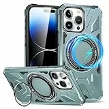 Saiboro Defender Stoßfeste Hülle Kompatibel mit i Phone 15 mit eingebautem Ständer Cyan