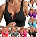 Generisch Sport BH starker Halt Sport BH Damen Frontreißverschluss Push Up Starker Halt BHS ohne Bügel Große Größen Seamless Vollschalen Bügelloser Nahtloser Bequem Bustier Atmungsaktiv Bralette