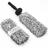 Toripor Mikrofaser Auto Felgenbürste extra dünn - Mit Weich Ersatz Bürstenbezug, Lang Felgen Reinigung Bürste Car Wheel Cleaning Brush für Schonenden Kratzfreien Profi Alufelgen Wäschen & Pflege