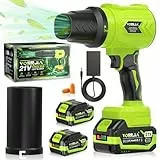 VOERJIA Laubbläser Akku 21V mit 2×4000mAh Akku und Ladegerät, Leichtes Handgebläse & Staub Cleaner, 3-stufige stufenlose Regelung, Dual-Düse Akku Gebläse für Garten, Terrasse & Schnee