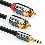 deleyCON 15m Klinkenkabel Cinch-Kabel - 3,5mm Klinke zu Cinch RCA - Stereo Audio Kabel - 1x Klinkenstecker auf 2x RCA Stecker - Metallstecker - Schwarz