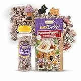 Günthart Backdecor Tortendeko Set „Märchenfiguren“ (13 Stück, 33g) + Streudekor Schoko-Plättchen, bunt bestreut (100g) – Essbare Zuckerdekoration für Weihnachten, Lebkuchenhäuser, Plätzchen und mehr