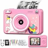 GREENKINDER Sofortbildkamera Kinder, 2.4 Zoll Bildschirm Kinderkamera Sofortbildkamera mit 32GB Karte & 5 Rollen Druckpapier,1080P Kamera Kinder Sofortdruck, Geschenk für 3-12 Jungen und Mädchen