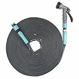 Navaris Flexibler Gartenschlauch 22,5m - Flachschlauch mit Brause und Schnelladaptern - Wasserschlauch knickfrei - PVC Schlauch mit Textilhülle