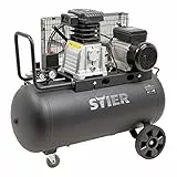 STIER Kompressor LKT 880-10-90, 3000 W, max. Druck 10 bar, 90 Liter Tank, 81 kg, geeignet für Anwendungen mit hohem Luftbedarf, Reifenwechsel, Bauarbeiten
