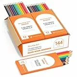 Shuttle Art Buntstifte Set, 144 Buntstifte Kinder, Farbstifte mit 12 Lebendigen Farben, 12er Packungen Holzstifte, Großpackung Buntstifte für Kinder, Schule und Weihnachten, Buntstifte schule 1 klasse