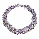 Bling Jewelry Lila Amethyst Edelstein Chunky Chips Cluster Bib Multi Strand Aussage Halskette Für Frauen Versilbert