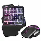RedThunder Einhand Gaming Tastatur und Maus Set, Combo mit RGB-Hinterleuchtet, Ergonomische Mini Tastatur mit 35 Tasten, Optische Maus mit 6400 DPI für PC PS5 Gamer