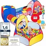 all Kids United® Spielzelt mit Tunnel, Bällebad, Krabbel-Tunnel & mehr (ohne Bälle) XXL Spielland 5-teiliges Pop-Up Spiel-Haus mit Tasche