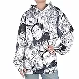 CoolChange Ahegao Kapuzenpullover mit männlichen Gesichtern | Yaoi Manga Hoodie | Weiß | Größe: S
