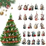 HOVCEH Weihnachtsbaum Anhänger Katze, 24 Stück Weihnachtsanhänger Katze, Acryl Weihnachtsbaumschmuck Katze, Christbaumanhänger Katze Hängende Zubehör, Lustig Katzen Weihnachten Deko