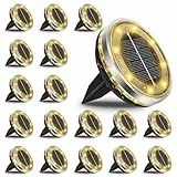 Bowfar 18 Stück Solar Bodenleuchten Aussen, IP65 Wasserdicht Solarlampen 12 LEDs Gartenbeleuchtung Solar Mit Upgrade Solarpanel, Warmweiß Solarleuchten für Garten, Rasen, Gehweg, Patio, Auffahrt
