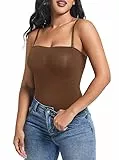 BEINF Damen Bodysuit Bauchweg Formkleidung Nahtlose Skulptur Body Shaper Korsett Formung von Body Suits Tanga Verstellbare Riemen Braun S