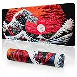EFISH Japanische Gaming Mauspad XXL 800 x 300 mm Großes Mauspad Vernähte Kanten Wasserdicht Anti-Rutsch für PC, MacBook,Laptop Verbessert Präzision und Geschwindigkei.(Y25)