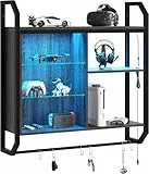 Bestier Gaming schwebende Regale, 84cm LED Wandregal mit verstellbarem Glasboden, Rohrregale hängende Display Regal Bücherregal mit 6 S-Haken, Gaming Zimmer Dekoration Wein Kaffee Bar, Schwarz