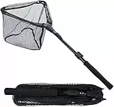 Sougayilang Fischernetz, Fischkescher, faltbar, zusammenklappbar, Teleskopstange, Nylon-Material, sicheres Fangen oder Freilassen, BLJ95 cm